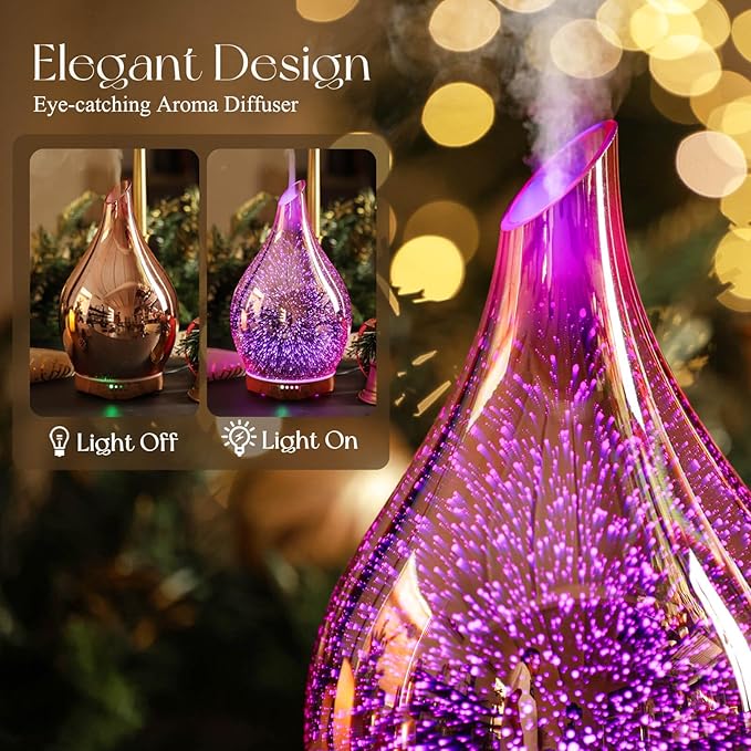 Porseme 280ML Essential Oil Diffuser, Aroma Ultrasonic Humidifier with Remote Control, BPA Free, Auto Shut-Off, Timer Setting - Bloomnest