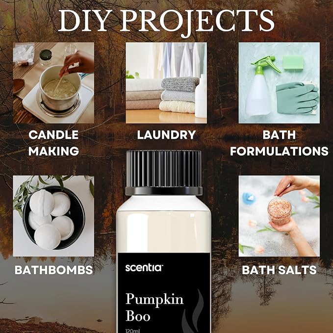 Pumpkin Boo Essential Oil – 120ml Premium Fall Fragrance Oil for Diffusers, Candles & DIY – Cozy Pumpkin Spice Scent for Home, Autumn Décor & Thanksgiving Gifts Scentia