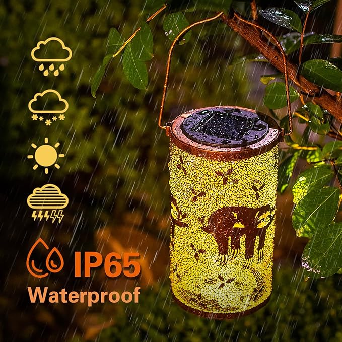 Sloth Solar Lanterns Outdoor Waterproof Hanging Solar Lights Sloth Gifts for Women Men Metal Decorative LED Sloth Lanterns for Garden Decor,Yard,Patio,Lawn,Tabletop,Pathway,Landscape - Bloomnest
