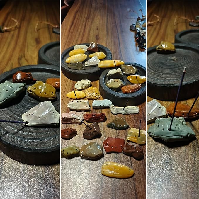 Handmade Frog Incense Holder - Unique Decorative Stone Aromatherapy Burner for Home, Office, Yoga & Meditation - Natural River Rock Craft, Gift for Zen Lovers (Each Piece Varies)
