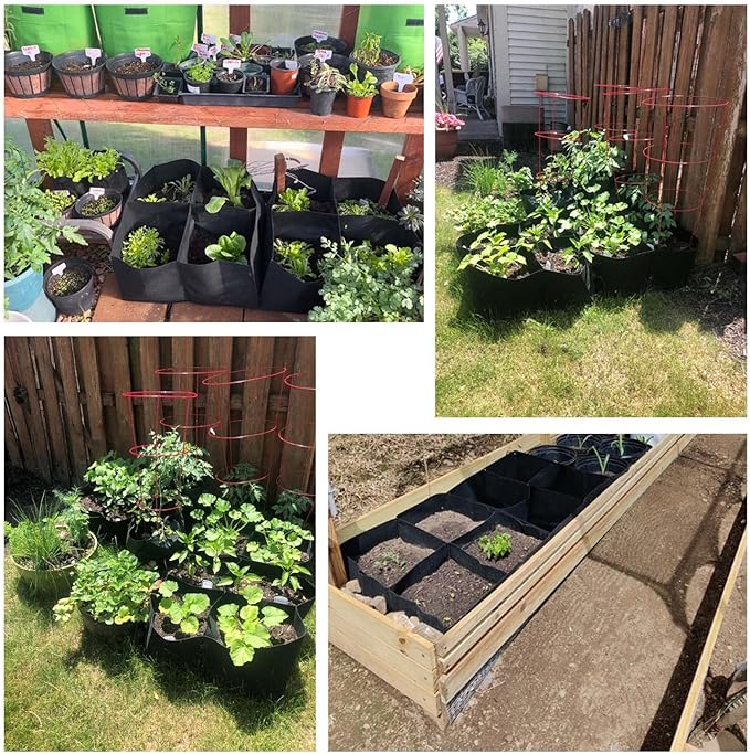 Fabric Raised Planting Bed, 2 Pack 4 Grids Durable Fabric Raised Garden Bed Breathable Planting Bags for Vegetables, Square Garden Grow Bag Container for Herb Flower Plants Gardening - Bloomnest