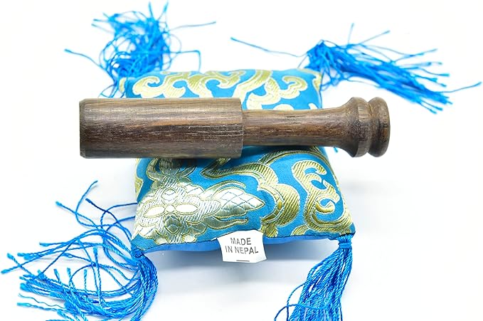 3.75" Tibetan Meditation Yoga Singing Bowl Yellow Set with free Wooden Mallet and Silk Cushion from Nepal, Singing bowls. (Turquoise) - Bloomnest