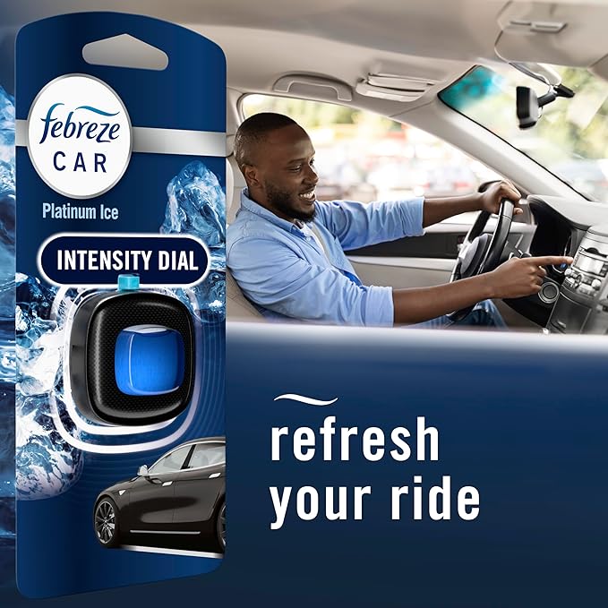Febreze Car Air Freshener Vent Clip Platinum Ice Scent, .07 oz. Car Vent Clip, Pack of 4 - Bloomnest