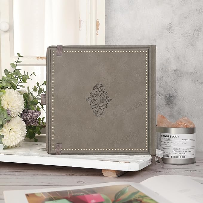 TIEFOSSI Dotted Journal Notebook, Dot Grid Notebook for Women Men, Hardcover PU Leather Journal, 160 GSM Thick Paper, 160 Numbered Pages with Gold Edges, 8 x 8 Square Diary - Bloomnest