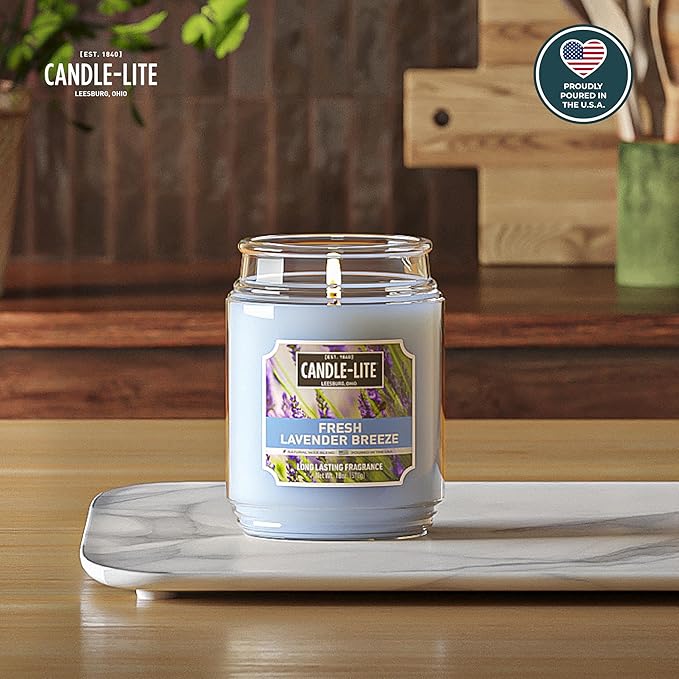 Candle-lite Scented Candles, Fresh Lavender Breeze, 18 oz Jar, Proudly Poured in The USA, Aromatherapy Candle, Single-Wick with 110 Hours of Burn Time, Perfect for Creating a Relaxing Ambiance - Bloomnest
