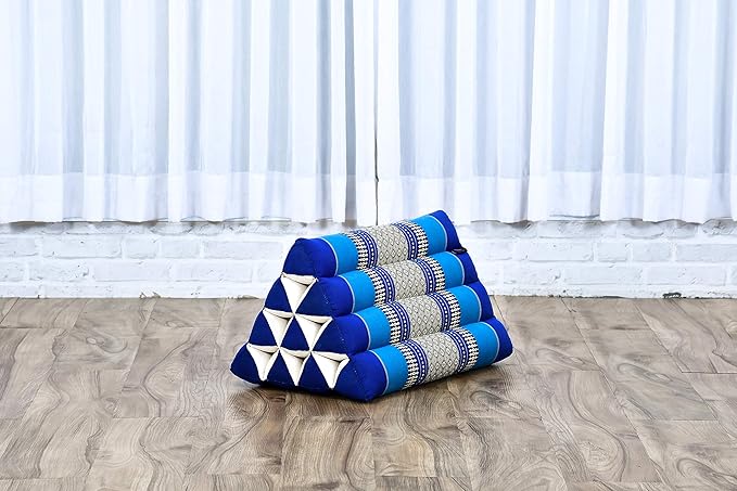 Leewadee Triangle Cushion – Comfortable Backrest for TV or Reading, Incline Pillow for Relaxing Made of Kapok, 20 x 13 x 13 inches, Blue - Bloomnest