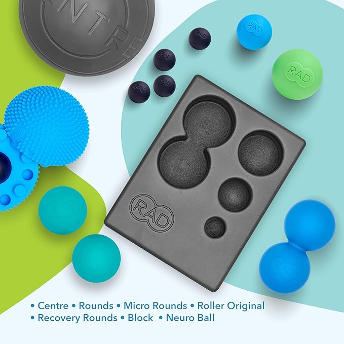 RAD Yoga Bundle for Myofascial Release, Muscle Recovery, & Relaxation – Includes Multi-Use Yoga Block, Neuro Ball Foot Roller, Peanut & Massage Balls in Multiple Sizes & Densities - Bloomnest