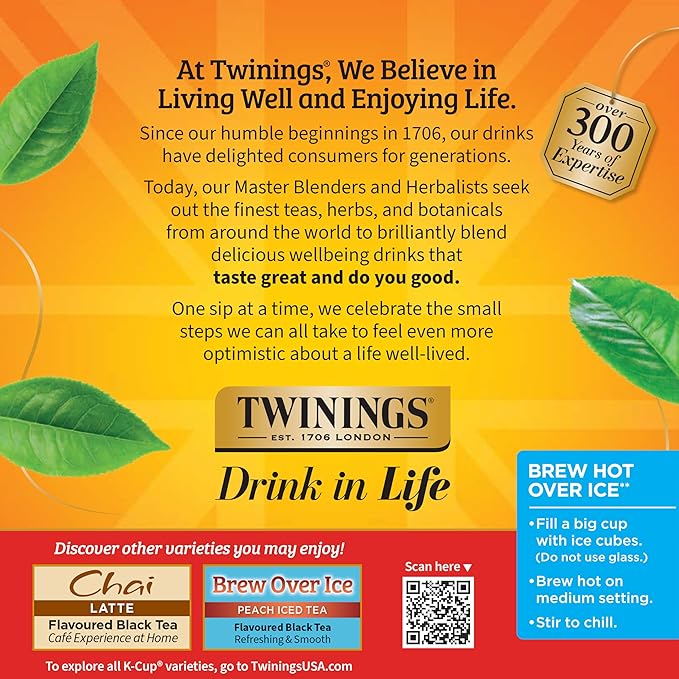 Twinings K-Cup Pods Variety Pack, Includes English Breakfast, Earl Grey, Chai, Green, and Peppermint for Keurig and Single Cup Brewers, 10 Count (Pack of 1), Enjoy Hot or Iced - Bloomnest