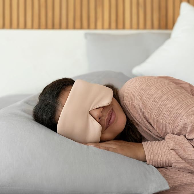Baloo Silk Weighted Sleep Mask (Petal - 0.6 lb) | Light Blocking & Sound Muffling Eye Mask for Sleeping | Cool, Soft & Comforting - Bloomnest