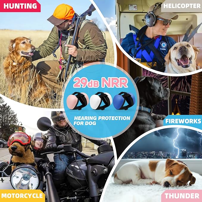 Dog Earmuffs For Hearing Protection 29dB NRR ear muffs noise protection (XLarge, Pink) - Bloomnest