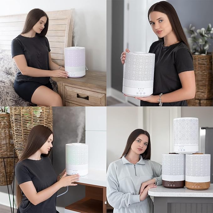 BlueHills 2500 ML XL Essential Oil Diffuser Aroma Humidifier with Timer for Large Home Decor Baby Rooms Big Huge 2.5 L Capacity Long Run Color Changing Lights Decorative Design High Mist White- F002 - Bloomnest