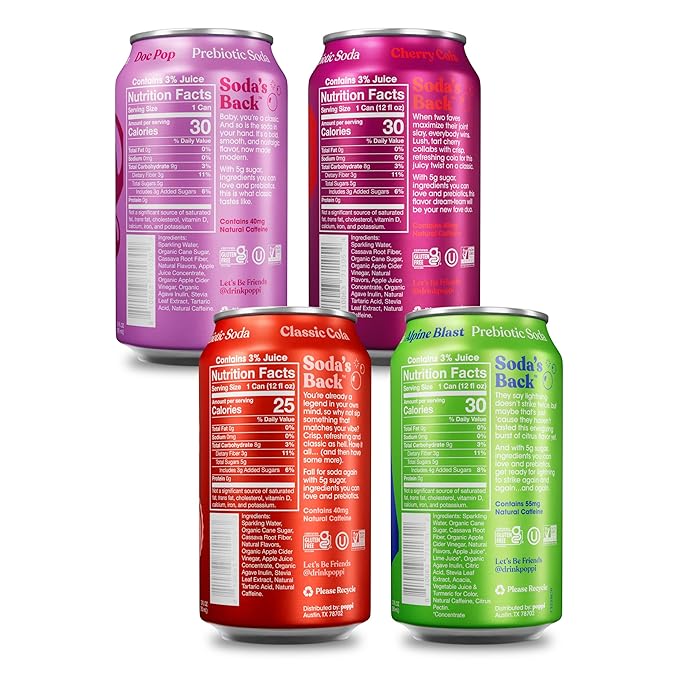 Poppi Sparkling Prebiotic Soda Beverage with Apple Cider Vinegar, Seltzer Water and Fruit Juice, Soda Staples Variety Pack, 12 FL Oz, Pack of 12, Packaging May Vary - Bloomnest