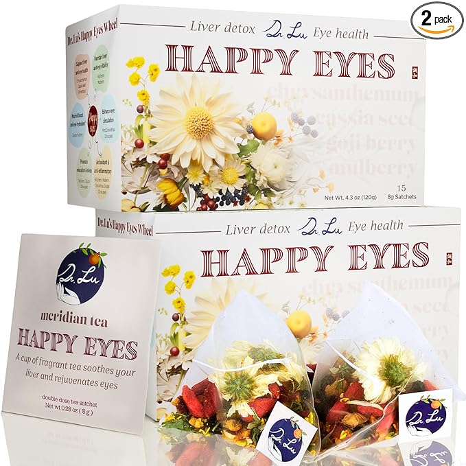 2 Pack of Dr. Lu’s Happy Eyes Tea | 100% Natural Eyebright Tea for Liver Cleanse | Liver Detox tea for Eye Health Made in US - Bloomnest