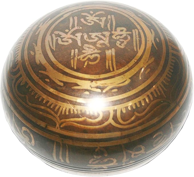 3008 SB 'D' Note Sacral Chakra Antique Tibetan Auspicious Symbol Bowl Set ~ Nepal - Bloomnest