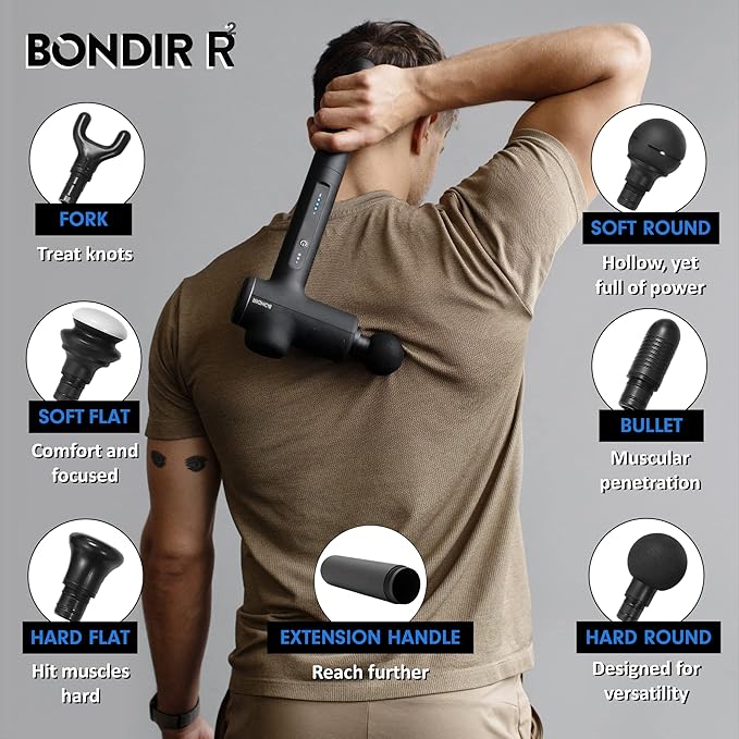 R2 Massage Gun - Percussion Deep Tissue Back Massager with Extension Handle - Bloomnest