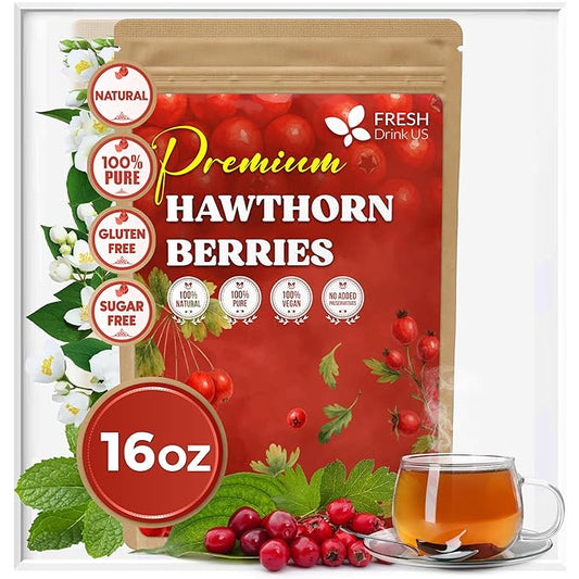 FreshDrinkUS, 16oz Premium Dried Hawthorn Berries – All-Natural, Non-GMO, Perfect for Tea, Smoothies, Baking & Snacking – Healthy, Versatile Superfood - Bloomnest