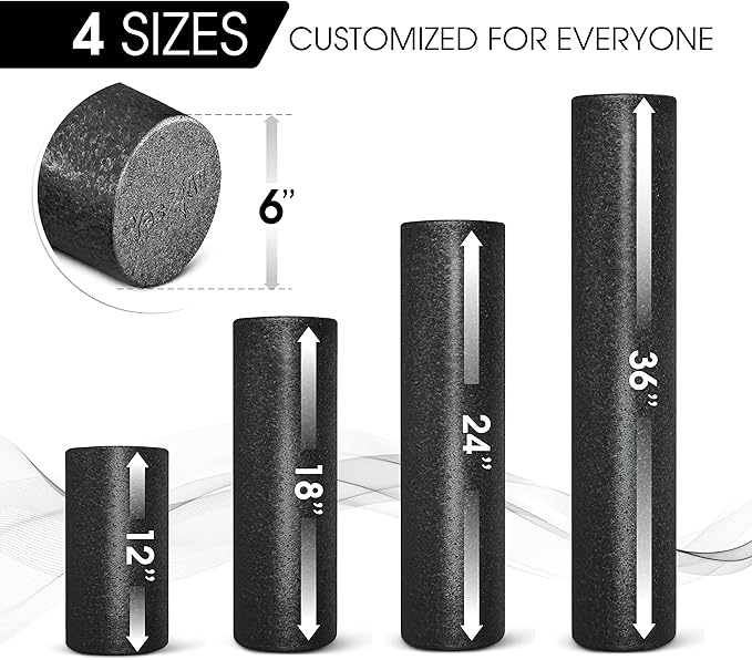 Yes4All High-Density EPP Round Back Roller Foam, Exercise Foam Roller for Yoga, Pilates & Stretching - 12, 18, 24, 36 inch - Bloomnest