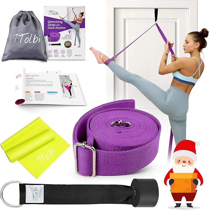 Stretching Strap with Door Anchor & Resistance Band – Improve Leg Stretch Flexibility for Splits, Ballet, Dance, Cheer, Yoga & Gymnastics - Home Leg Stretcher Trainer Equipment Stuff for All Levels - Bloomnest