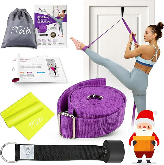 Stretching Strap with Door Anchor & Resistance Band – Improve Leg Stretch Flexibility for Splits, Ballet, Dance, Cheer, Yoga & Gymnastics - Home Leg Stretcher Trainer Equipment Stuff for All Levels - Bloomnest