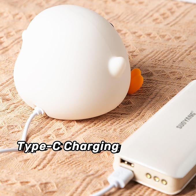 DoDo Duck Night Light, Cute Duck Lamp, Soft Silicone Dimmable Nursery Night Light, Touch Control & Rechargeable Night Lamp for Girls & Boys Bedroom, Living Room - Bloomnest