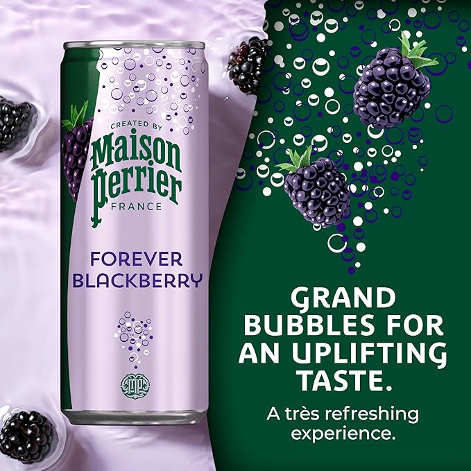 Maison Perrier Forever Blackberry Flavored Sparkling Water, 11.15 Fl Oz Cans, 8 Count, 3 Pack - Bloomnest