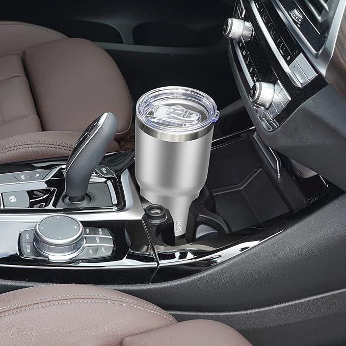 WETOWETO 30oz Tumbler, Stainless Steel Vacuum Insulated Water Coffee Tumbler Cup, Double Wall Powder Coated Spill-Proof Travel Mug Thermal Cup for Home Outdoor (Stainless, 1 Pack)