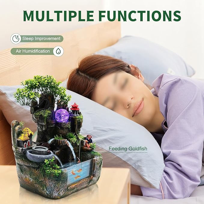 Tabletop Fountains Indoor Relaxation Desktop Fountain Waterfall, Water Fountains Indoor Waterfall Feature with Automatic Pump, Desktop Waterfalls for Home Office Bedroom Desk