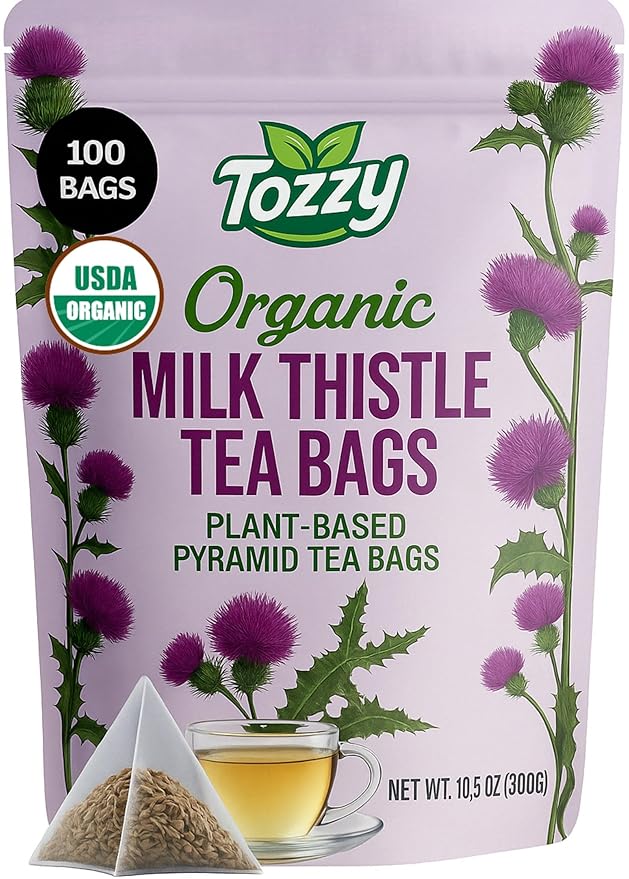 Tozzy Organic Milk Thistle Tea – 100 Count, Plant-Based Pyramid Tea Bags | Supports Liver Health - Bloomnest