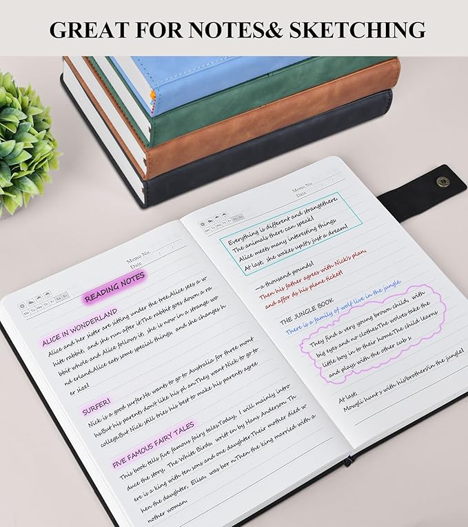 365 Page Thick Lined Journal Notebook for Men Women, A5 Leather Journals for Writing, Hardcover Notebooks for Work, School, Note Taking,Travel, Business,Personal Diary, College Ruled 5.9" x 8.4" - Bloomnest