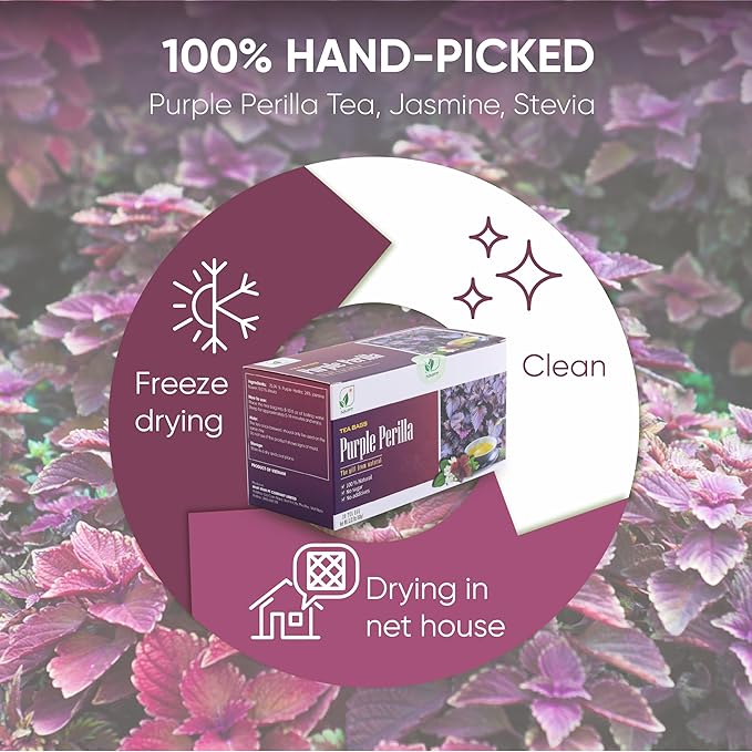 NMPT Dried Perilla Tea, Jasmine, Stevia, Hand Pick, Mixed Bags, Organic Herbal Tea, 30 Count, Gluten Free, Dairy Free, Sugar Free & 100% Natural, Energy Boost & Health Support - Bloomnest