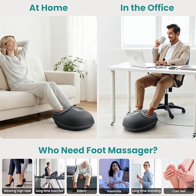Nekteck Shiatsu Foot Massager Machine and Heat, Air Compression with Deep Kneading Therapy, Relax for Home or Office (Large Size)