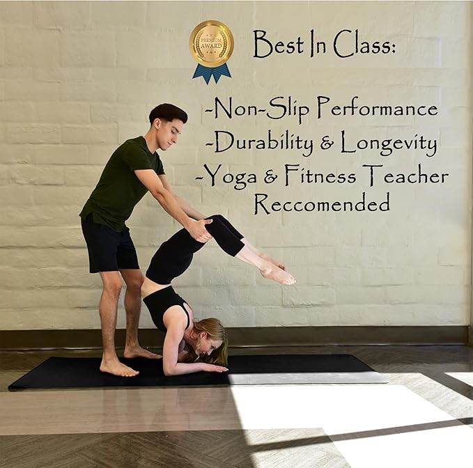 Tatago Hot Yoga Mat Non Slip-Professional Grade Natural Rubber Yoga Mat, Pliates Mat, Stretching Mat or exercise mats for home workout. Nonslip for Hot and Sweaty Classes. Includes Yoga Strap for Carrying and Stretching too. - Bloomnest