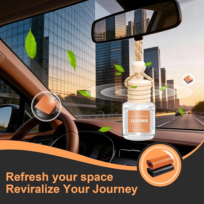AROIC Hanging Car Air Freshener - 6 Pack Luxury Leather Scent Air Freshener Set, Long-Lasting Natural Essential Oil Fragrance Diffuser Eliminates Odors,Ideal Business Gift for Car Accessories Unisex - Bloomnest