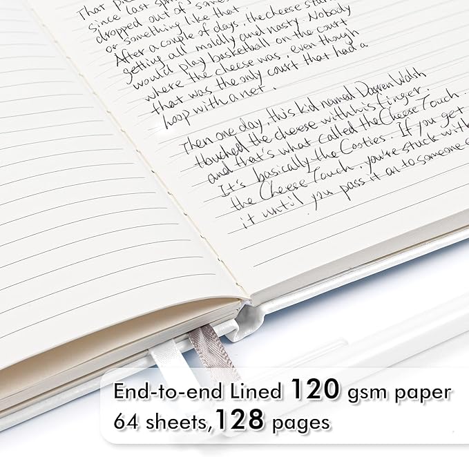 feela College Ruled Notebooks, 24 Pack Business Notebook Hardcover Lined Writing Journal with Pen Holder for Men Women Note Taking, with 24 Black Pens, 120 GSM, 5.1”x8.3”, A5, White - Bloomnest