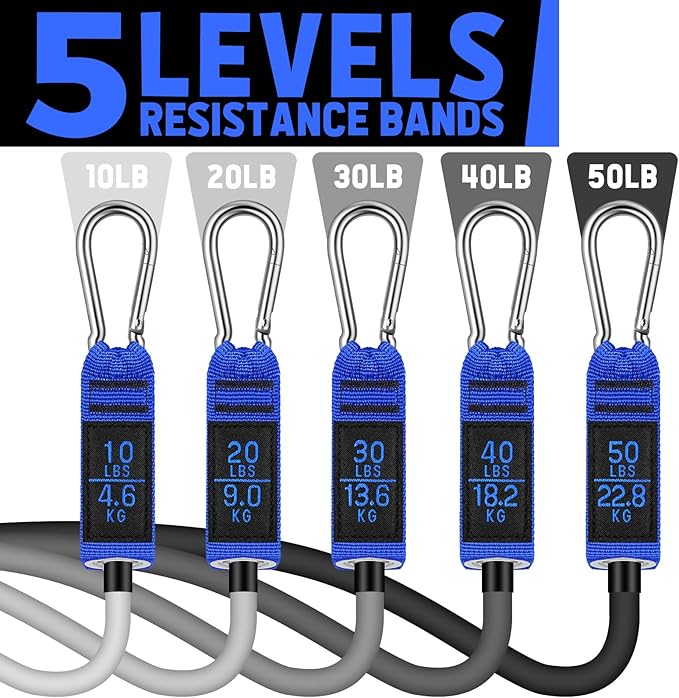 WALITO Resistance Bands Set - Exercise Bands with Handles, Door Anchor, Legs Ankle Straps, for Heavy Resistance Training, Physical Therapy, Muscle Training, Yoga, Home Workouts, Gym - Bloomnest
