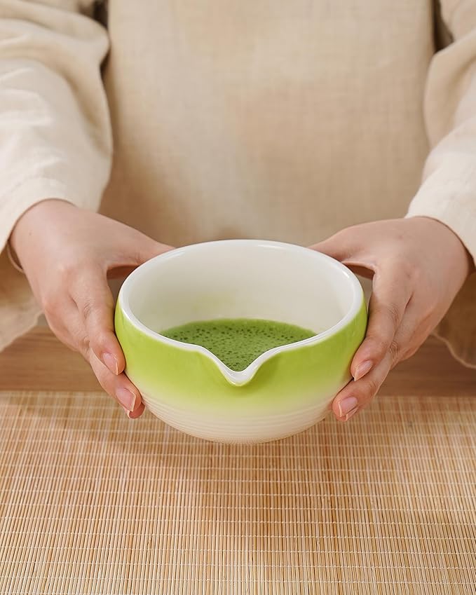 ZENS Matcha Whisk Set, 6pcs Matcha Kit Includes Ceramic Bowl, Handcrafted Bamboo Whisk and Chasen Holder, Scoop, 304 Sifter & Tea Mat，Matcha Set for Tea Ceremony,Latte Making, Green - Bloomnest