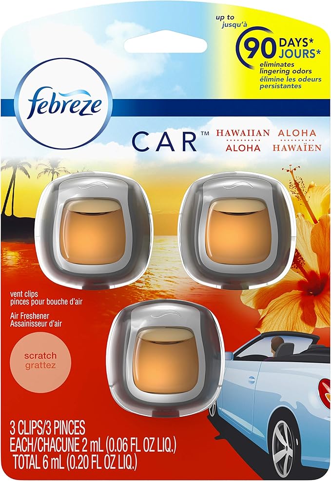 Febreze Car Vent Clip Air Freshener, Hawaiian Aloha, 0.037 Pound - Bloomnest