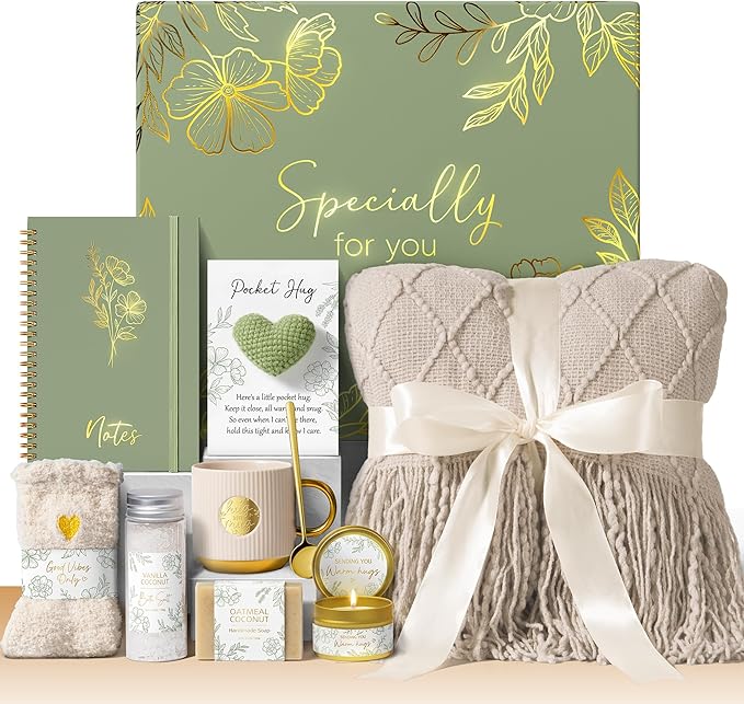 Self Care Gifts for Women Get Well Soon Gift Baskets, Birthday Gifts for Women Spa Care Package,Sympathy Inspirational Thinking of You Valentines Day Gift Set for Her Wife Girlfriend Mom Sister Friend - Bloomnest