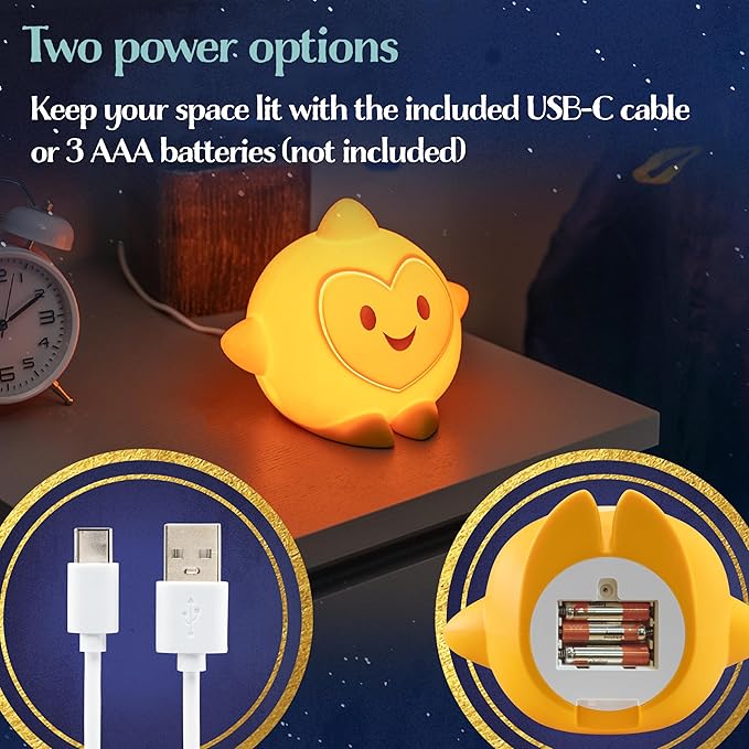 Disney Wish Squishy Light, Night Light for Kids, USB Lamp, Battery Operated, Dimmable, Star Light Ideal for Bedroom, Playroom, Living Room, 79616 - Bloomnest