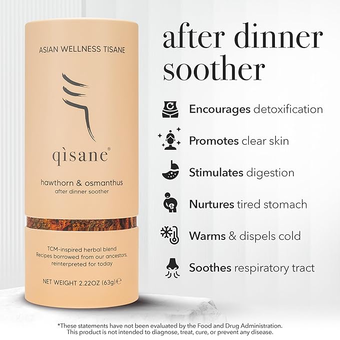 qìsane Hawthorn Berry Tea Bags with Osmanthus Flower - Dried Hawthorn Berries, Osmanthus Plant, Lemongrass & Ginger Loose Leaf Tea to Help Support Digestion & Easy Breathing - 10 sachets (~30 cups) - Bloomnest