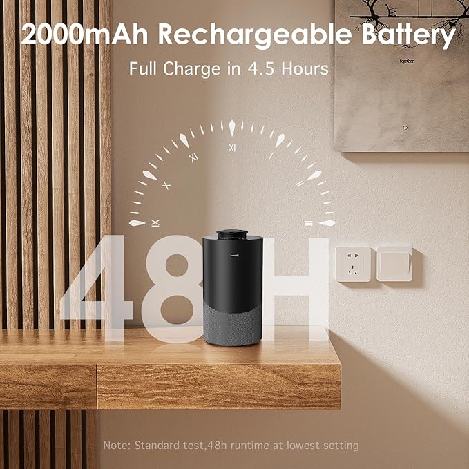 Waterless Essential Oil Diffuser for Home (Aluminum Alloy & Fabric) - Cordless Car Scent diffuser with 3 Timer & 3 Mist Levels - 2000mAh Battery Operated Scent Air Machine for Room Office Hotel, Black - Bloomnest