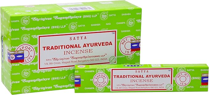 EARTH Satya Traditional Ayurveda Incense Sticks 15 GMS (Pack of 12) (Green Certified) Indian Perfumed Hand Rolled Agarbatti Perfect for Worship,Relaxation, Medication. Earth