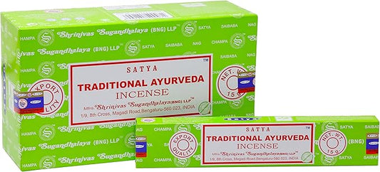 EARTH Satya Traditional Ayurveda Incense Sticks 15 GMS (Pack of 12) (Green Certified) Indian Perfumed Hand Rolled Agarbatti Perfect for Worship,Relaxation, Medication. Earth