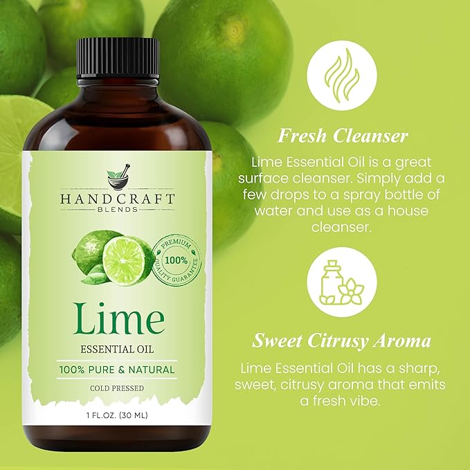 Handcraft Blends Lime Essential Oil – 1 Fl Oz – 100% Pure and Natural – Premium Grade Essential Oil for Diffuser and Aromatherapy, Skin, Massage, Candle and Soap Making Fragrance - Bloomnest