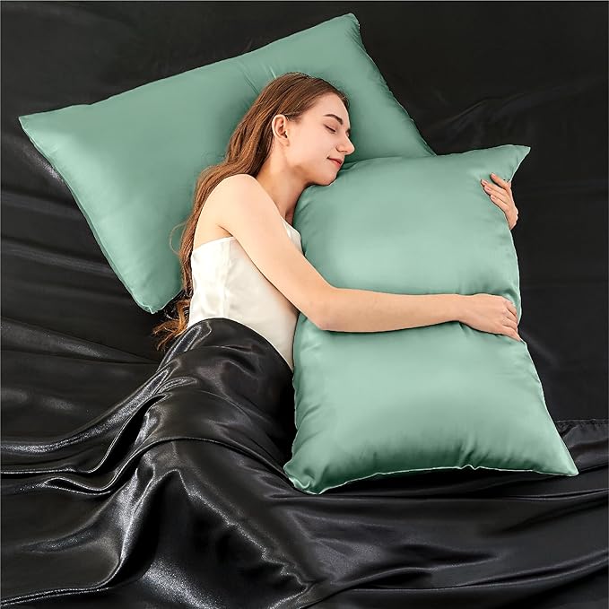 INFIIXSO Mulberry Silk Pillow Cases King Size Set of 2, Silk Pillowcase with Hidden Zipper 20"x36", Extraordinary Smooth and Soft Pillow Case for Hair and Skin(Mint Green, 2 Pack) - Bloomnest