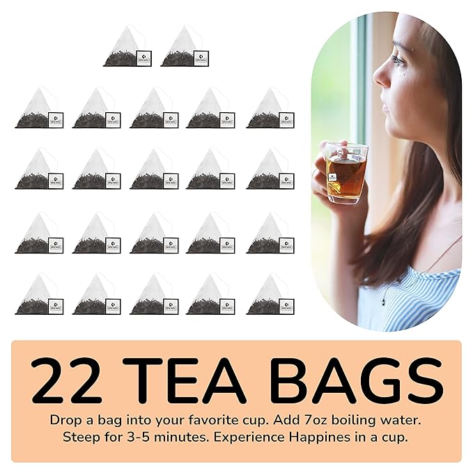 BREWIX, Darjeeling Golden Summer Tea From Himalayas (22 Pyramid Tea Bags) | High Grown in the Himalayas | Long Leaf Tea, Packed in Resealable Ziplock Pouch - Bloomnest