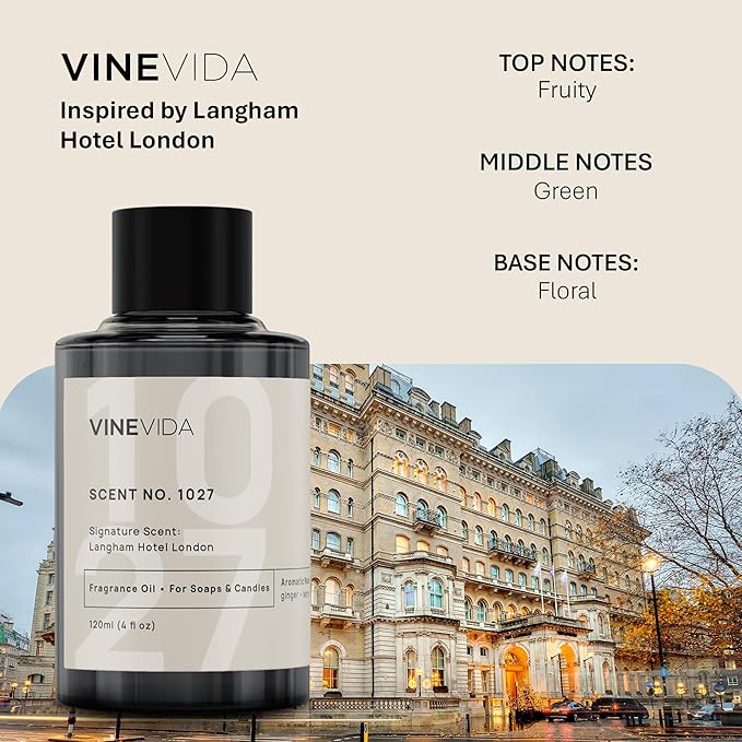 VINEVIDA Scent NO. 1027 Fragrance Oil for Cold Air Diffusers - 120mL (4oz) - Inspired by: Langham Hotel London - Hotel Scents for Home VINEVIDA