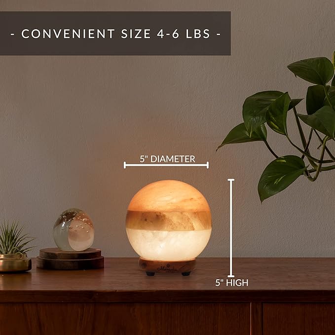 Dual Illumination Salt Rock lamp - Modern Globe Pink White and Grey Design of Salt Lamps with dimmer, Adjustable Glow. 100% Real Himalayan Crystal Round Salt Night Light - Bloomnest