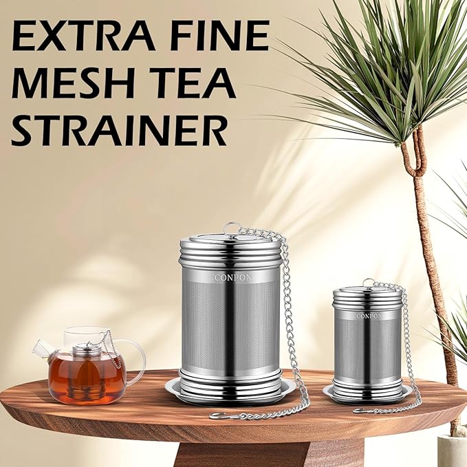 2 Pack Reusable Tea Steeper Extra Fine Mesh Tea Infuser Stainless Steel Tea Strainer for Loose Leaf Tea - Bloomnest