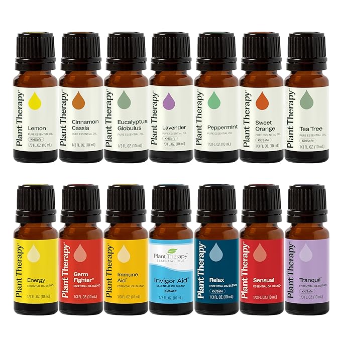 Plant Therapy 7 & 7 Essential Oils Set 7 Single Oils: Lavender, Peppermint & More, 7 Synergy Blends 100% Pure, Undiluted, Natural Aromatherapy, Therapeutic Grade 10 mL (1/3 oz) - Bloomnest